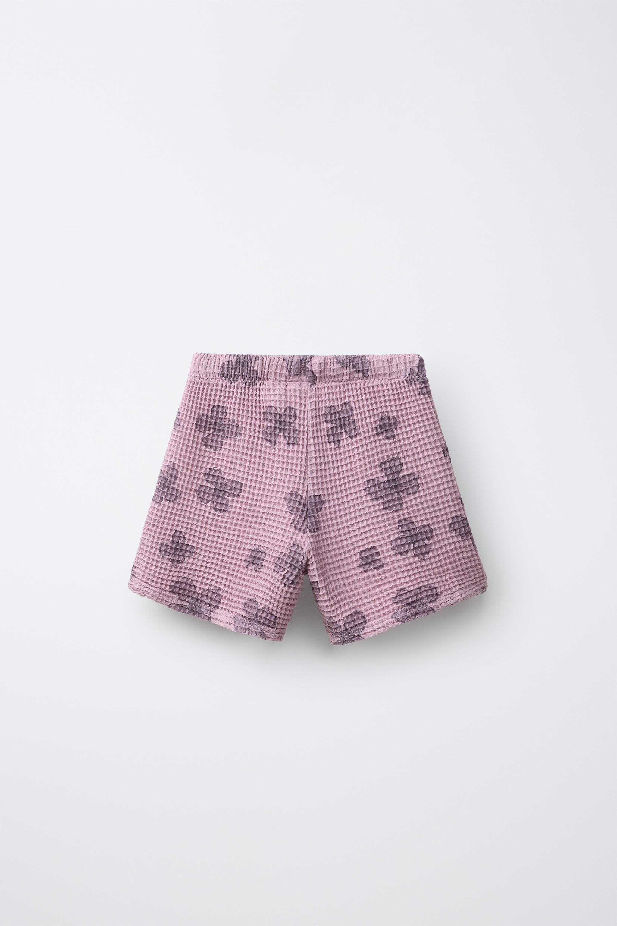 SHORT EN WAFFLE À FLEURS